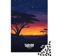 Nairobi National Park Sunset 1000 Piece Jigsaw, New Year Gift, 70x50cm/1000pcs