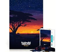 Nairobi National Park Sunset Jigsaw Puzzles 1000 Piece for Teenagers Boost Recall Stress Free Tight Edge Wall Art Decor (38x52cm)