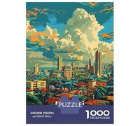 Nairobi Skyline Illustration 1000 Piece Jigsaw Puzzle, Historic Square Architecture, 1000 Pieces for Adults, for Families, Relaxing Challenge, 38x26cm/1000pcs