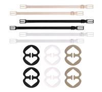 Nairv-Furn 12pcs Bra Strap Clip Set, Bra strap holder Racer back Bra Clips for Racer back Elastic and Soft Bra Strap Anti-Slip Detachable Adjustable Fits All Cup Sizes and All Bras(Black+white+skin)