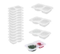 Naisfei 20 Pcs Double Compartment Condiment Container, Double Condiment Containers with Lids Portable,Reusable snack pack containers,2 Compartment Snack Containers, for to-go Sauce, Travel Snack