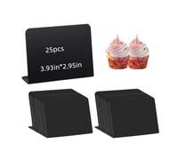 Naisfei 25 Small Mini Chalkboards for Labelling, Price Tags, Stand for Bakery, Name Plate for Wedding, Place Card 7.5 x 10 cm (L Shape),Black