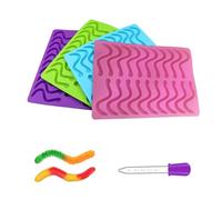 Naisfei 4 Pack Gummy Worm Silicone Molds,Non-Stick Halloween Silicone Worm Molds for Chocolate Gummy Candy 20 Cavity, Available in Oven Fridge Microwave Oven Freezer