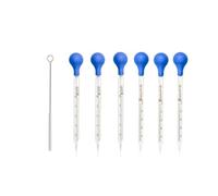 Naisfei Glass Graduated Pipettes 6 Pieces Glass Pipettes Graduated Dropper Long Glass Pipette Dropper with 6 Rubber Caps for Transfer Liquid Essential Oil(5ml,10ml)