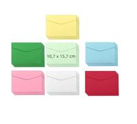 Naisfei Pack of 70 Colourful Envelopes in 7 Different Colours as a Set in Format, Wet Adhesive, Ideal for Crafts, Christmas or as a Gift Idea for Cards (10.7 x 15.7 cm)