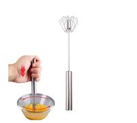 Naisfei Semi-Automatic Whisk, Stainless Steel Egg Beater, Hand Push Rotary Whisks Mixer Stirrer for Cooking, Mixing, Whisking and Beating (10 Inches)