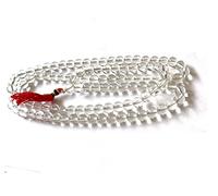 NAISHA Clear Crystal Mala Quartz 108 beads Sphatik Energy Neclace for Men Women, Spiritual Temple Gift (108+1 Beads) Healing Gemstone Jaap Mala 8 MM