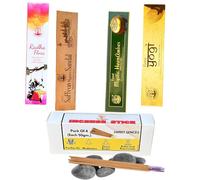 Naisha Incense Sticks Pack of 4 (50 Gm Each) Calming & Relaxing Gift for Aromatherapy, Yoga & Meditation, Saffron Mysore Sandal, Mystic HeenAmber, Yogi, Radha Flora (Sweet Senses)