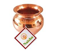 Naisha Indian 100% Copper Kalash, Lota for Puja Wedding Purpose Temple Decoration 350 ML (8.5 cm, Height)