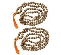 NAISHA (Pack of 2 Natural Tulsi Basil Japa Mala/Necklace Handmade Religious Japa/Meditation Mala/Seed Bead Natural Seed, Prayer Beads, Wrist Mala Wrap, Wood, rudraksha