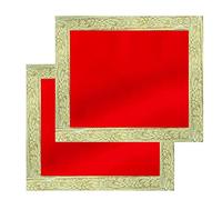 Naisha Red Cotton Velvet Aasan Cloth for Puja Set of 2 Piece18 X 18", for Multipurpose Pooja Decorations Article & Gifting