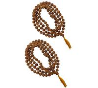 NAISHA Rudraksha Mala 108+1 Beads Necklace, Seed Bead Natural Himalaya 5 face Panch Mukhi Rudraksha Seed, Prayer Beads, Wrist Mala Wrap, Jaap Mala, Bracelet Bead Size 8 mm (Pack of 2)