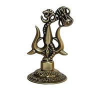 NAISHA Trishul with Damru (3.5 Inch) Metal Decorative Showpiece for Puja, Shiv Symbol for Decoration, Shiva Trident Shoolam Trishool Car Dashboard Idol.