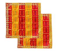 NAISHA Yellow- Red Jaipuri Print Pooja Aasan Mat (Set of 2) Puja/Altar Cloth Mandir, Multipurpose Keeping Accessories of Temple, Chowki