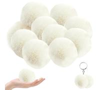Naisicatar 10PCS Faux Fur Pom Pom Ball 3.15inch/8CM Soft Fluffy Ball Charms Craft DIY Mini Pompom Balls for Hair Accessories, Weddings, Birthdays, Christmas Decor(White)