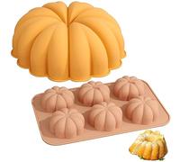 Naisicatar 2PCS Pumpkin Silicone Moulds 6 Cavity 3D Autumn Harvest Theme Cake Moulds Thanksgiving Pumpkin Cake Tin Soap Mould for Pudding Muffin Cake Fondant Making,Style 2