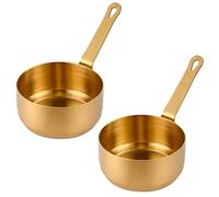 Naisicatar 2Pcs Stainless Steel Sauce Cup 100ml/3.38oz Mini Saucepan Small Sauce Bowl with Easy Hanging Handle Round Dipping Sauce Cups for Condiments, Seasoning, Gravy, Pepper