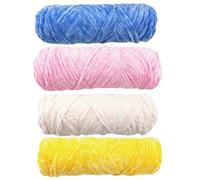 Naisicatar 4 Rolls 100g Chenille Yarn 0.12inch Thickness Crochet Yarn Multi-colored Soft Chunky Yarn for Crochet for Blankets, Clothes, Pattern Knitting
