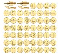 Naisicatar 56PCS/Set Wood Burning Letters Durable Brass Wood Burning Numbers with Wood Burning Tip Wood Burning Tool with Letters Including Alphabet Number Symbol