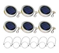 Naisicatar 6PCS Solar Mason Jar Lid Light 20 LEDs Hanging Lantern Lamp 2m String Lights Handle Firefly Jar Lids Lights for Patio Garden Decor(Colorful Light)