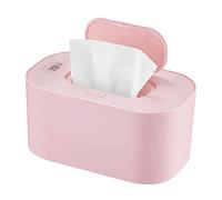 Naisicatar Baby Wipe Warmer, 40-60° Adjustable Baby Wet Wipe Dispenser USB Charging LED Display Portable Infant Wet Tissue Storage Box for Home Car Travel, Pink
