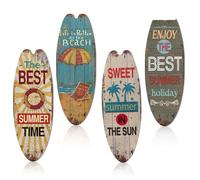 Naisicatar Hawaiian Decor,Surfboard Decor 4Pcs/Set Summer Hanging Wood Torn Decorative Surfboard Beach Hawaiian Decor for Home, Cafe, Bar, Party