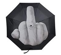 Naisicatar Middle Finger Umbrella, 38.6x22 Inch Folding Funny Umbrella, Windproof UPF40+ Sunshade for Men Women, Black, Rain Protection