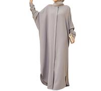 Naisicatar Muslim Dresses for Women Abaya, Instant Prayer Clothes Set Without Hijab 56.7 inch Loose Prayer Clothes Jilbab for Muslim Women Light(Grey)