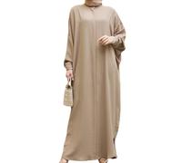 Naisicatar Muslim Dresses for Women Abaya, Instant Prayer Clothes Set Without Hijab 56.7 inch Loose Prayer Clothes Jilbab for Muslim Women Light(Khaki)