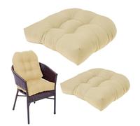 Naisicatar Outdoor Seat Cushions 2PCS 19x19 Inch Soft Breathable Wicker Chair Cushion Solid Color Comfortable Elasticl Seat Pads for Garden Chairs for Indoor Home Decor khaki,Wicker Chair Cushions