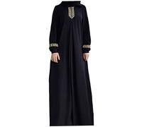 Naisicatar Women Muslim Dress, Plain Loose Prayer Robe, Print Islamic Clothes Ramadan Jilbab Robe for Women Black M