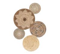 Naisicatar Woven Wall Basket Set of 5 Different Size Hanging Woven Basket Decor Round Flat Seagrass Woven Basket Wall Art for Home Wall Decorations,wicker wall decor