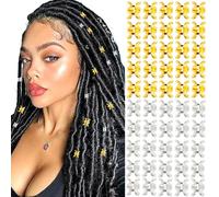 NAISKA 50PCS Dreadlocks Jewelry Beads Hair Braid Rings Clips Dread Locks Metal Hair Braiding Jewelry for Women Braids or Man Beard(Golden and Sliver)