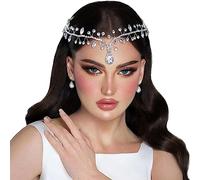 NAISKA Crystal Head Chain Bride Wedding Headband Teardrop Headpiece Bridal Forehead Hair Chain Rhinestone Headpieces Jewelry Prom Costume Hair Accessories for Women and Girls(Gold)
