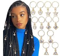 NAISKA Gold Hair Jewelry for Braids with Crystal Star Heart Hair Charms Loc Dreadlock Braid Accessories Shiny Hair Accessories Decoration Hair Clips Jewelry for Women and Girls Braids