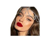 NAISKA Silver Rhinestone Layered Head Chain Jewelry for Women Long Tassel Crystal Rhinestones Cap Headpiece Bridal Wedding Party Belly Dance Rhinestone Flapper Headwear Accessories for Women and Teen