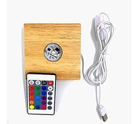 Naispanda 3D Crystal Light Universal Square Base, 12 Colors & 4 Luminous Modes, Wooden Light Base for Crystal