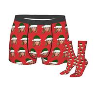 Naispanda Custom Funny Boxer Briefs with Wife's Face Customized Print Underwear with 16 inch Socks Personalized Face Boxers Briefs, Photo on Underpants Gifts for Christmas