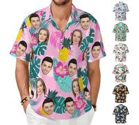 Naispanda Custom Hawaiian Shirts for Men Shiteshirts Personalised Funny Hawaiian Shirt with Face Personalized Tropical Summer Beach Casual Short Sleeve Button Down Shirt for Men Husband Boyfriend