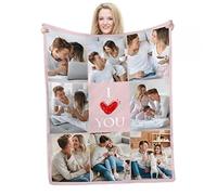 Naispanda Custom I Love You 8 Photos Collage Blanket for Girlfriend Boyfriend Gifts Personalized Picture Blankets for Mothers Fathers Day Christmas Couples Gifts Customized Memorial Throw Blanket