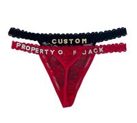 Naispanda Custom Thong with Name Personalized Rhinestone Letters Lace Panties For Women G-String Panties Underwear Customized Thong with Name on it Personalized Sexy G-String 2-Pack
