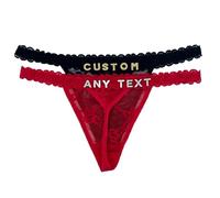 Naispanda Custom Thong with Name Personalized Rhinestone Letters Lace Panties For Women G-String Panties Underwear Customized Thong with Name on it Sexy G-String