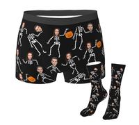 Naispanda Halloween Personalised Mens Photo Face Boxer Briefs Socks Set Custom Boxer Shorts Underpants Gifts for Men Husband Boyfriend