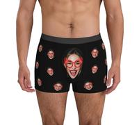 Naispanda Mens Valentines Boxers Custom Face Boxers for Men Personalized Valentine's Day Gifts Funny Photo Underwear with Face Heart & Love Design Customized Boxer Briefs for Husband Boyfriend Father