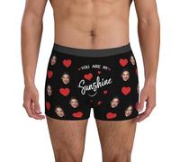 Naispanda Mens Valentines Boxers Custom Face Boxers for Men Personalized Valentine's Day Gifts Funny Photo Underwear with Face Heart & Love Design Customized Boxer Briefs for Husband Boyfriend Father