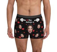 Naispanda Mens Valentines Boxers Custom Face Boxers for Men Personalized Valentine's Day Gifts Funny Photo Underwear with Face Heart & Love Design Customized Boxer Briefs for Husband Boyfriend Father