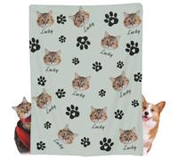 Naispanda Personalised Animal Print Blanket, Custom Photo Blanket with Face Photo, White, Flannel, Single Layered, 10 Sizes (32" x 48" to Larger), Adult, Kid, Home, Travel, Camping, Decorative, Winter