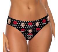 Naispanda Personalised Bikini Brief for Women with Photo Text Personalized Photo Underwear for Women Custom Photo Knickers Low Rise Stretchy Panties Bikini Briefs