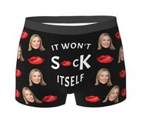 Naispanda Personalised Funny Face Boxers Briefs for Men Husband Boyfriend, Custom Men's Boxers Briefs with Face Photo Text, Personalized Underwear Boxer Briefs for Valentine's Day Birthday, L