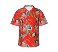 Naispanda Personalised Hawaiian Shirts with Face Photo for Men Personalized Casual Button Down Short Sleeve Beach Shirts Personalised Tropical Floral and Palm Leaf Shirt for Men Husband Boyfriend Dad